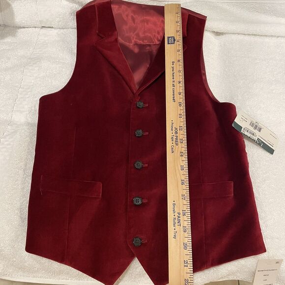 Ralph Lauren Boys Dark Red Velvet Button Vest Size 14R NWT Holiday kids - Picture 10 of 10